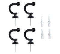 4 Pcs Curtain Tie Backs Hooks, Black Curtain Tie Backs Hooks, Ball End Curtain Holdbacks Hooks, Durable Hook with Ball End for Curtains Clothes Coat Hanger Hook, Easy Installation for Home Decor