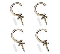 4 PCS Curtain Tie Backs Hooks Vintage Metal Curtain Holdbacks G Shape Brass Curtain Tieback Holder for Window Shower Curtain Cabinets