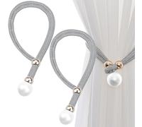 4 PCS Curtain Tie Backs, Pearl Curtain Tiebacks Adjustable Curtain Tie Backs Rope Modern Simple Style Curtain Holdbacks for Thin or Thick Home Hotel Office Curtains