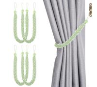 4 PCS Curtains Tie Backs Green Hand Knitting Curtain Rope Tiebacks 65cm Woven Curtain Buckle Simple Type Braided Tiebacks for Kitchen Bedroom and Study