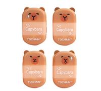4 Pcs Cute 2-in-1 Pencil Sharpener & Eraser - Cartoon Cpaybara Pencil Sharpener Small Manual Pencil Sharpeners Kawaii Plastic Sharpeners for Girls Women Boys School Office Supplies (Capybara)