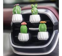 4 Pcs Cute Cactus Air Vent Perfume Clips, Resin Artificial Plant Car Air Fresheners, Car Interior Decoration Accessories