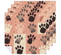 4 PCS Cute Cat Paw Cloth Napkins 18.7"x18.7"- Single-Sided Print, Soft & Reusable Napkins for Elegant Dining, Wedding, Party, Restaurant Decor