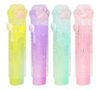 4 Pcs Cute Cat Paw Eraser, Retractable Rubber for Kids, Gradient Color Erasers, Rainbow Cute Cat Erasers, Push-Pull Rubber Eraser for Students Writing Office School Supplies