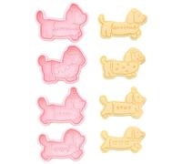 4 Pcs Cute Dachshund Cookie Cutter Set, Halloween Pink Biscuit Cutters and Reusable Baking Mold for Biscuits, Fondant, Playdough, Fun Time with Kids,8.2x6.4x1.5CM