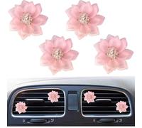 4 Pcs Cute Flower Car Air Freshener Vent Clip Car Interior Accessories for Women Universal for Most Cars Adapt for Women or Men (Pink)