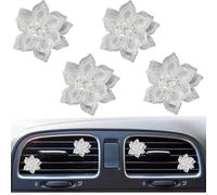 4 Pcs Cute Flower Car Air Freshener Vent Clip Car Interior Accessories for Women Universal for Most Cars Adapt for Women or Men (White)
