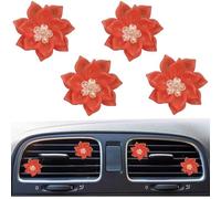 4 Pcs Cute Flower Car Air Freshener Vent Clip Car Interior Accessories for Women Universal for Most Cars Adapt for Women or Men (Red)