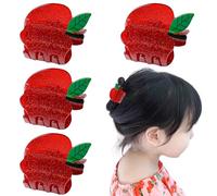 4 PCS Cute Fruit Hair Clips - Red Apple Design, Back to School & Teacher Hair Accessories, Mini Hair Barrettes for Women & Girls, Decorative Hair Clips for Everyday Use