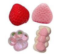 4 Pcs Cute Taba Squishy Strawberry Toys, Soft Squish a Longs Taba Squishies Toy Relax and Relieve Stress Big Fufu Squishy Toys Gifts for Children