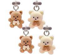 4 Pcs Cute USB C Dust Plug, Cartoon Bear Type C Dust Plug Cover, Type C Dust Plug with Bear Pendants, Phone Charging Port Protector, USB C Anti Dust Cover for Cell Phone