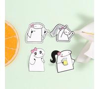 4 Pcs Cute White Cartoon Character Enamel Pins Pink Bow Ponytail Lapel Brooches Decorative Badges for Denim Jacket Backpack Hat Clothing Accessory Jewelry Gift