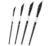 4 Pcs Dagger Tip Artist Paint Brushes Set, Nylon Paint Brush for Acrylic Gouache Ink Watercolour, Fine Detail and Broad Strokes for Artists Beginners