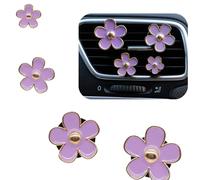 4 Pcs Daisy Flower Air Vent Clips Accessories Air Conditioning Outlet Clip Car Air Freshener Dashboard Decor Charm for Car Interior Decoration (Purple)