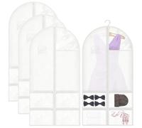 4 Pcs Dance Costume Bag, 47 inch Clothes Covers Protector Bags, Dance Garment Bags with 4 Zipper Pockets, Hanging Dress Bags, Dustproof Foldable, Hanging Protector Cover for Dancers Travel Competition