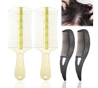 4 PCS Dandruff Comb Scalp Comb Psoriasis Comb 2 Hollow Tooth Comb with 2 Scalp Brush for Fine Hair and for Thick Hair for Removing Fleas Lice Dandruff and Tangled Hair
