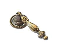 4 Pcs Decorative Bronze Drawer Pulls Vintage Copper Door Handles Antique Retro Knobs with Screw For Furniture Cabinet Cupboard Dresser Wardrobe Closet Small Size (Disk Dia:1", Height:2-1/2")