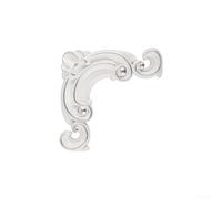 4 PCS Decorative Corner Flowers, Retro Style Self-Adhesive Trim for Door Frame, Cabinet, Bed Headboard or Background Wall Decoration (White with Silver)