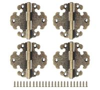 4 Pcs Decorative Hinge Metal Pure Brass Hinges Vintage Folding Butt Hinges for Decorating cabinets Wine cabinets Wooden Doors bookcases