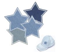 4 Pcs Denim Star Iron On Patches Fabric Repair Patch for Clothing Jacket Backpack Jeans Decorating Blue Jean Iron On Patches Kit A5NZBBD