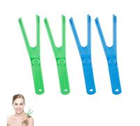 4 Pcs Dental Floss Holder Reusable Y-Shaped Dental Floss Picks Premium Dental Tools Durable Floss Harps for Effective Oral Teeth Cleaning（Blue & Green）