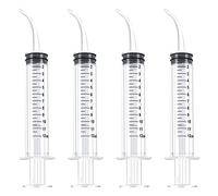 4 PCS Dental Irrigation Syringe 12cc Disposable Graduated Cleaning Oral Irrigator With Curved Tip for Tonsil Stones - Feeding Injection Tool