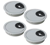 4 PCS Desk Cable Grommet 60mm(2.4 Inch), Plastic Table Cord Wire Round Tidies Caps Surface Port Hole Cover Tidy for Home Office Computer Desk Cable Wire Management (Brushed Silver)