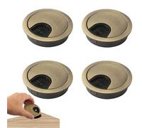 4 Pcs Desk Grommet 60mm, Desk Cable Grommet, Computer Grommet Metal Round, Desk Hole Cover, Cable Grommet, Bronze Desk Grommet, for Home Office Desk Surface Port Hole Covers Tidy