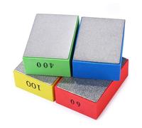4 Pcs Diamond Hand Polishing Pads, Tile Polishing Pads, Full Grit Diamond Sanding Pad for Stone, Marble, Porcelain, Glass, Grit Tile Polishing Blocks 60# 100# 200# 400# -95×60×32mm