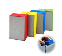 4 Pcs Diamond Polishing Pads, Hand Tile Polishing Pad Tile Sanding Block Glass Polishing Kit for Stone Concrete Granite Marble Ceramic 60# 100# 200# 400#