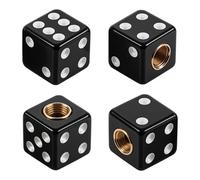 4 Pcs Dice Tire Valve Stem Caps Dice Universal Tire Valve Stem Covers air Valves Caps Waterproof Airtight Car Wheel Tires Air Cap for Cars SUV Trucks Bikes Motorcycles Bicycles (Black）