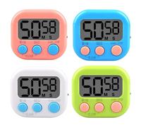 4 Pcs Digital Kitchen Timer Magnetic Colorful Digital Timer Countdown Stopwatch With Loud Alarm Magnetic Back Big Digital Numbers for Cooking Kids Children Learning Study Teeth Cleaning Classroom