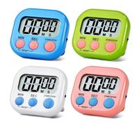 4 Pcs Digital Timer, Minute Cooking Timer, Classroom Timer, 4 Color Magnetic Time Timer Alarm Clock for Kitchen Cooking Classroom Gym Study Teeth Cleaning Kids Children (Not Including Battery)