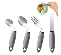 4 pcs Disabled Cutlery for Adults Easy Grip Cutlery for Disabled Hands Eating Aids for Adults Arthritic Hands Comfort Grips Cutlery Great for The Elderly Tremors and Trembling Hands (Black-Grey)
