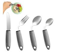 4 pcs Disabled Cutlery for Adults Easy Grip Cutlery for Disabled Hands Eating Aids for Adults Arthritic Hands Comfort Grips Cutlery Great for The Elderly Tremors and Trembling Hands (Black)