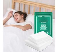 4 PCS Disposable Bed Sheet Queen Size, Travel Sheet for Hotel, Disposable Sheet for Travel Bedding Cover Portable Sheet with 1 Quilt Cover, 1 Sheet and 2 Pillowcase for Travel Business Trip Spa Hotel