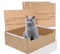 4 PCS Disposable Litter Boxes for Cats, Foldable Cardboard Cat Litter Box, Portable Waterproof Travel Litter Box for Cats（16.7x12.8x5.3 Inch）