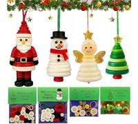 4 PCS DIY Button Christmas Ornament Kit,Christmas Baubles & Craft Buttons for Crafting,Bu/ttons Cra/ft Pendant Ornament Kit,Handmade Chris/tmas Cr/afts Set,Santa Claus But/tons Cr/aft Ornament Kit