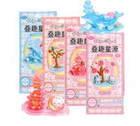 4 Pcs DIY Crystal 3D Stacking Sticker Kit for Kids & Adults - Cute Mini Scenes, 3D Stackable Resin Stickers for Arts, Crafts & Desktop Decor (B Set)