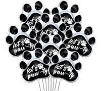 4 Pcs Dog Birthday Balloons, Black Paw Print Balloons Puppy Dog Balloons for Dog Themed Birthday Party Decorations Dog Party Supplies, 65 x 70 cm (Black, 8)