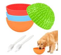 4 Pcs Dog Enrichment Lick Bowls Silicone Freeze Bowls Interactive Cat Licking Mats Slow Feeders Includes 2 Pcs Brush for Pet Boredom Anxiety Relief,Oral Health,Wobble or Stay Put Freeze Feeder