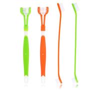 4 Pcs Dog Tooth Brushing Kit Dog Toothbrush Triple Head Dog Toothbrushes Double Head Toothbrush Finger Toothbrushes Multi-Angle Dental Cleaning Brushes Cleaning Brushes for Dog Cat Oral Dental Health