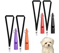 4 Pcs Dog Whistle to Stop Barking,Training for Recall,Behaviour Aids for Dogs,Professional Whistles,with Lanyard,Keychain High Pitch for Most Breeds,Standardized Bark Control Strap,Loud Far-Reaching