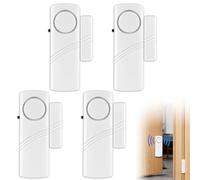 4 Pcs Door and Window Alarm Sensors, Wireless Magnetic Security Burglar Alarm System with 120dB Loud Siren for Home Office School Hotel and Shop Entry Alert, No Battery Required for Easy Installation