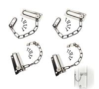 4 Pcs Door Chain, Door Chains for Front Door, Door Chain Lock, Door Guard Limiter Chrome Plated Slide, for Hotel Home Living Motel Apartment Bedroom Closet Bathroom Travel Safetyl Door Safety Chain