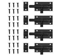4 PCS Door Lock Bolts, 2 Inch Safety Sliding Lock Weatherproof Security Design Strong Stainless Steel Matte Heavy Black Duty Barrel Door Bolt Latch with Screws for Internal Door Shed Bathroom Toilet