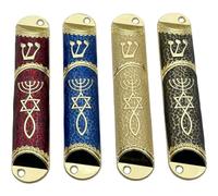 4 Pcs Door Scroll Holy Pillar Mezuzah Decor Symbols Holders Door Mezuzah Case Household Metal Home Ornament