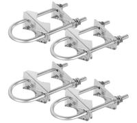 4 Pcs Double Antenna Mast Clamp, 5.9 in U Bolt Antenna Mount, Galvanized Iron Mast to Mast Mount, Heavy Duty U-Bolt Bracket Kit, Fits 0.98-2.0 in Pole