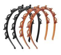4 Pcs Double Bangs Hairstyle Hairpin,Teeth Comb Hair Hoop Headband With Clips Double Bangs Hairstyle Hairpin, Braided Headband, Teeth Comb Hair Hoop for Women Girls