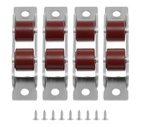 4 Pcs Double Rollers Sliding Door Window Sash Pulley Wheel 6.5 * 1.5 * 1.5cm Stainless Steel High Strength Double Wheels Home Garden Roller for Slot Width 14 mm